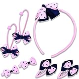OtGo 1set / 7pcs Headwear子印刷ドットリボンカチューシャヘアクリップGirls Headdress