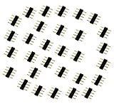 LitaElek 30個入り4ピンオス - オスLEDテープコネクタ4ピンSMD用半田レスLEDストリップコネクタアダプタ5050 3528 2835 RGB LEDテープライト（黒色、30枚）
