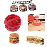 LuxBene(TM)ぬいぐるみハンバーガーバーガーを押し肉金型プラスチックノベルティコンパクトキッチンツールレッド