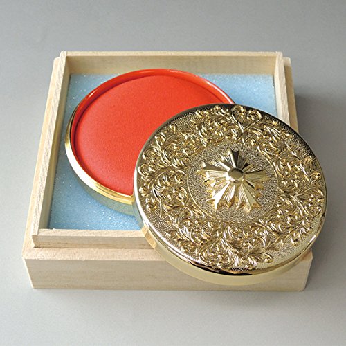 警察紋章入 朱肉（布張り製朱肉）／本体サイズ：直径65×高さ