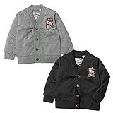 (ブラック/95cm)ベビー服 男の子 アウター 前開き カーディガン 長袖 フォーマル ポンチ素材 無地 エンブレム装飾 男児 ベビー