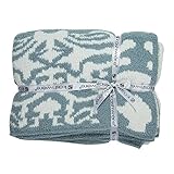 KASHWERE (カシウェア) 国内検針済ダマスク ブランケット DAMASK BLANKET T-30-923-52 Silver Blue /Creme ギフトにも！ [並行輸入品]