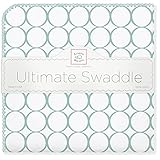 SwaddleDesigns Ultimate Swaddle Blanket, Made in USA, Premium Cotton Flannel, SeaCrystal Mod Circles