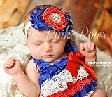 ☆トリプルシャビーローズとラインストーンのヘアバンド☆アメリカ国旗