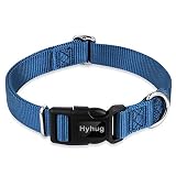 Hyhug 伝統ナイロン犬首輪：クイックバックル付き・調節可能・丈夫・色落ち難・耐久性あり・大型犬、中型犬、小型犬適用のペット用品(ミディアム, クラシックブルー)