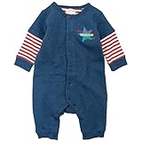 LoveLoveKids(ラブラブキッズ) 綿裏起毛袖ボーダーモンキーオール 80cm /インディゴ NO.KK-31-3235