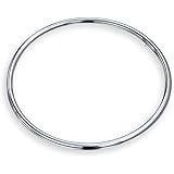 Basic Strong Stackable 3MM Smooth Polished Solid Rounded Edge .925 Sterling Silver Bangle Bracelet For Women For Girlfriend D
