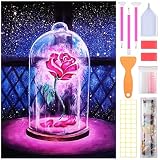 SUPECENT ダイヤモンドアート キット ダイアモンドビーズ絵画キット DIY・手作り絵画手芸キット 5D モザイクアート ダイヤモンド塗装 全面貼り付けタイプ 30x40cm ガラスケースのバラ