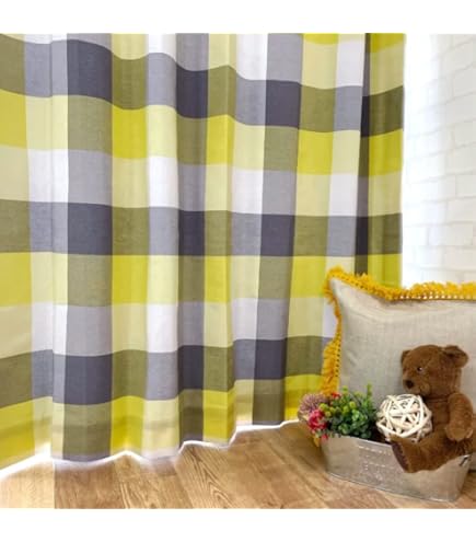 Amazon｜EURZAAR イエローカーテン 84インチ バッファローチェック