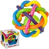Toysmith - Rainbow Ball, 5 Ball with Rubbery Tubes and Rattle Ball Inside by Toysmith