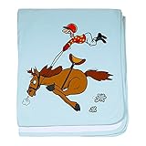 CafePress – Horse Rider – スーパーソフトベビー毛布、新生児おくるみ ブルー 065569854025CD2