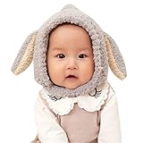 YY-Natuhi ベビー ニット帽子 もこもこ 耳まであったか ハット 男の子 女の子 パイロット キャップ秋冬 防寒 防風 3ヶ月～20ヶ月 新生児 キッズ 赤ちゃん かわいい耳付き (1グレー)