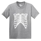 TCOMBOホワイトスケルトン胸部 – ハロウィン幼児/幼児Tシャツ カラー: グレー