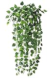 MedianField 【 造花 ポトス 葉 】 壁掛け 人工 観葉植物 壁 インテリア アンティーク 雑貨 フェイク 壁掛 グリーン 緑 植物 吊り (2本)