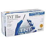 Ansell 92-675-L TNT Blue Disposable Gloves, Powder Free, Nitrile, 5 mil, Large, Blue by Ansell