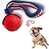 ViVNiK 2025年の新しい ペットボール、犬用おもちゃボール、ロープ付きおもちゃ犬用ボール、ペットインタラクティブおもちゃ、ロープ犬用ボールおもちゃ、投げるおもちゃボール、小型・中型・ 大型犬、丈夫なロープ、耐久性のある犬用ボール、TPRゴムボール (LT-H)