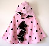 million polkadots (ミリオンポーカードット) フード付き ラッフル ポンチョ Pink & Brown Polka Dot Ruffle Hooded Poncho (18-24M)