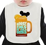 Mouse Ears N' Cold Beers ネクタイを有する有機ビブ Medium