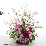 やさしくシック花達 バスケットアレンジメント 誕生日の花  敬老の日 記念日の花 還暦祝いの花 喜寿米寿お祝いの花 開店祝い花 お見舞いの花 退職お祝いの花 メッセージカード付