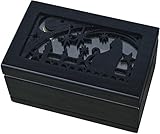 オルゴール BOX [リング差し付き] ネコ / 黒 (星に願いを) G-6313BK