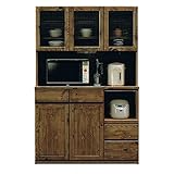 日本製 カントリー風 幅120cm オープンダイニングボード レンジ台 ブラウン 完成品