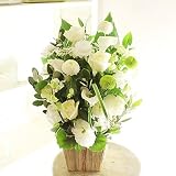 [KY102-1]供花アレンジメント　G&W Basket（グリーン・白系）＜　自宅のお供え花　仏壇花　枕花に　＞