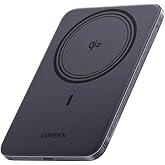 UGREEN Air モバイルバッテリー マグネット式ワイヤレス充電 超薄型 MagSafe対応 5000mAh PB580 ダークグレー | 8.6mm超薄型、ATLセル採用、Qi2認証 15W急速充電、MagSafe対応、5000mAh、軽量、小