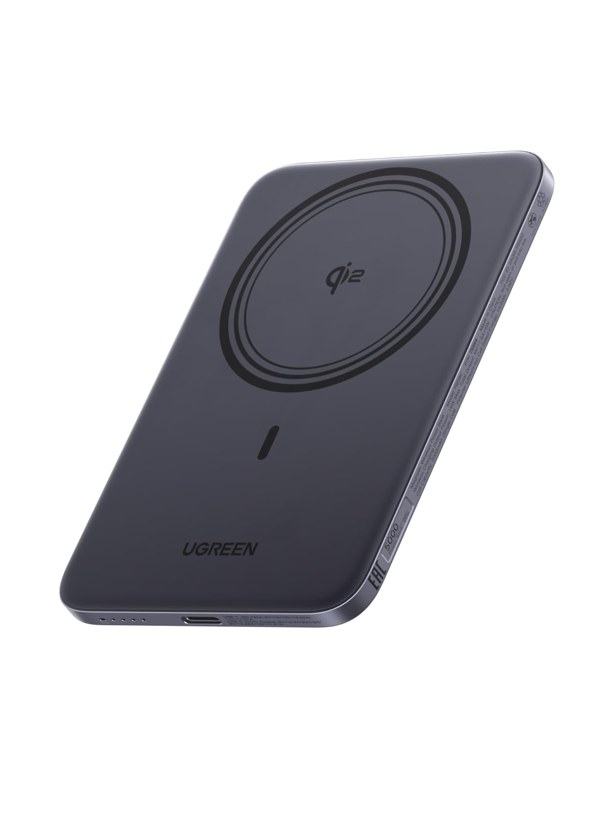 【プライムデー】【3,790円】 UGREEN Air 超薄型 マグネット式ワイヤレス充電 5000mAh Qi2認証 15W MagSafe対応 ケーブル内蔵 USB-C PD 20W  モバイルバッテリー 【送料無料】