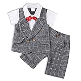 Baby Boy Outfit、2個幼児用半袖Clothes Set With Plaidジャケット&パンツ カラー: ブラック