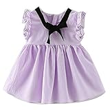 Ruideng 赤ちゃんの女の子のドレスコットンフライスリーブドレスプリンセスドレス小さな子供服スカート (80cm, パープル)