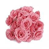 【ノーブランド品】結婚式　ウエディング用　シルクフラワー　造花　ローズ　バラ　（ピンク）　20個