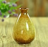 復古窑变釉陶器花瓶　ミニ新古典花瓶　花道茶道　茶卓の置物インテリア　プリザーブドフラワー花瓶 　家庭用レトロセラミック花瓶　エナメル小さな花瓶(黄)