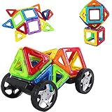 40ピース磁気タイル建物ブロックConstruction Stackingキット教育玩具セットfor Kids Toddlers With 2ホイールBases