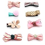 Huele 8pcsグログランリボンベビーGirlsヘアリボンヘアクリップバレッタwithリボンホルダーfor Teens Girls赤ちゃん幼児