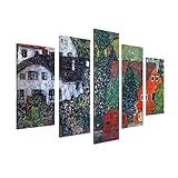 Alonlineアート – Houses at Unterachグスタフ・クリムト額入りのコットンキャンバスホーム装飾壁アート博物館品質フレームをハングアップする準備フレーム 36"x24" - 91