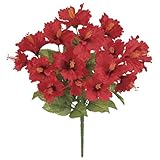 造花　トロピカルハイビスカスブッシュ -x16　（レッド）