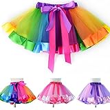 子供ふわふわフリルレーススカート レースカラーパニエ ビッグリボン子どもスカートダンス 発表会 重ねて着るのも楽しい Hotpink,Free