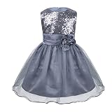 (ティアオバグ) TiaoBug　ベビードレス ベビーデイジー 結婚式 セレモニードレス フォーマルドレス 子供服 女の子 赤ちゃん お宮参り ティアードスカート フォーマルドレス キラキラ グレー 