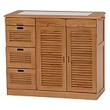 キッチンカウンター(キッチン収納/キッチンボード) 幅82cm 木製 ルーバー扉/タイル天板/キャスター付き ブラウン 【代引不可】 特配【TS1869】 top1-ds-1629316-ak [簡易パッケージ品]