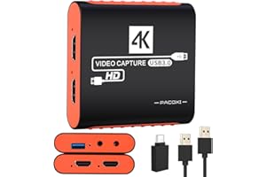 キャプチャーボードは4K HDMI パススルー機能を搭載しています 1080P 60Hz USB 3.0 ビデオゲーム キャプチャーカード 高速転送 低遅延 ゲーム実況生配信ライブ、ビデオ会議録画、リアルタイムストリーミング 画面共有 Switch 