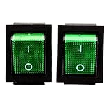 Hommy 2個 緑色 点灯ライトオン/オフボートロッカースイッチ AC 10A 250V/20A 125V