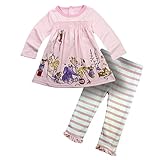 (ビッグエレファント) Big Elephant 2点セット女の子ピンク長袖スカートセットストライプ長ズボン G12 (100)