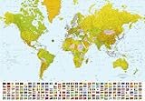 Maps Poster Photo Wallpaper - World Map, Flags, 8-Parts (145 x 100 inches) by 1art1