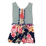 (マイコ)MAIKO 新生児 キッズ ロンパース ベビー服 カバーオール 春夏繋ぎ 連体服 ノースリーブ 花柄 フリンジ 女の子 オールインワン 出産祝い