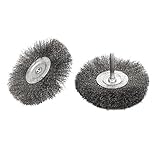 uxcell クリンプワイヤーホイールブラシ 6mmx100mm 金属 スチール ポリッシャー 2個入り