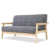 ソファ ソファー 2.5人掛け 2人掛け ベンチソファ 木製フレーム 天然木 ファブリック グレー