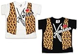 (アイラブパパ&ママ)I lovePaPa&Mama アイラブロゴ 豹柄ベスト風 だまし絵プリント 半そでTシャツ 90cm ママブラック