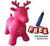 SUESPORT Inflatable Bouncer Seat Reindeer Pump Included Easy to Inflate Space Hopper Ride-on Bouncy 