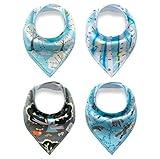 Premium Baby Bandana Drool Bibs 2 Nickel Free Snaps unisex 4-Pack Gift Set for Drooling and Teething