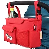 ベビーカー用バッグ ベビーカー ドリンク ホルダー ポケット オーガナイザー (ブラック)